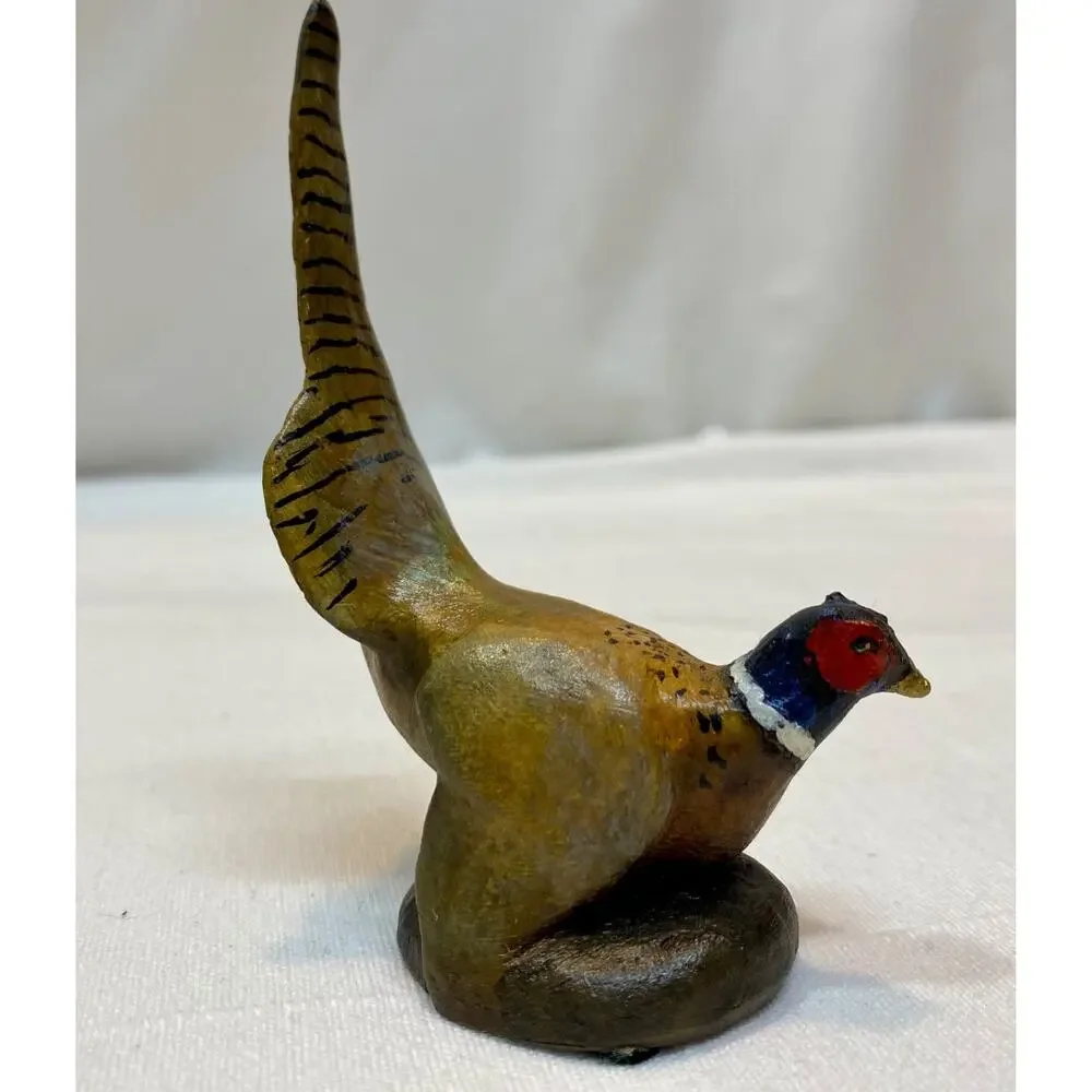 Vintage Cold Painted Bronze Pheasant Figurine